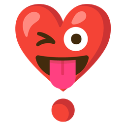 winking face with tongue and heart exclamation