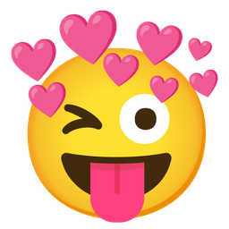 winking face with tongue and heart with arrow