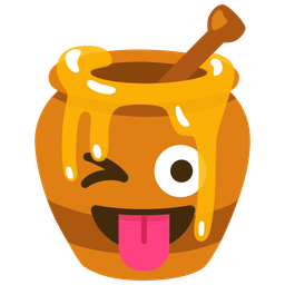 winking face with tongue and honey pot
