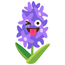 winking face with tongue and hyacinth