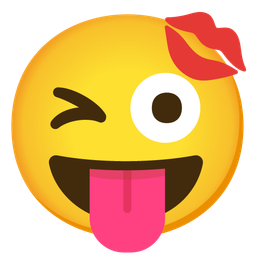 winking face with tongue and kiss mark
