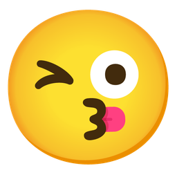 Winking face with tongue and Kissing face