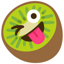 winking face with tongue and kiwi fruit