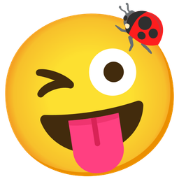 winking face with tongue and lady beetle