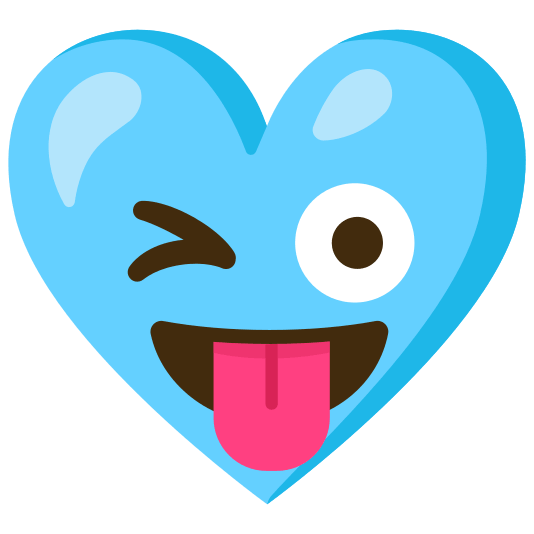Winking face with tongue and Light blue heart