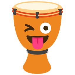 winking face with tongue and long drum