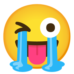 winking face with tongue and loudly crying face