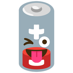 winking face with tongue and low battery