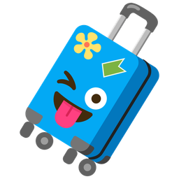 winking face with tongue and luggage