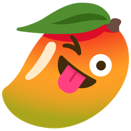 winking face with tongue and mango