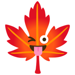 winking face with tongue and maple leaf
