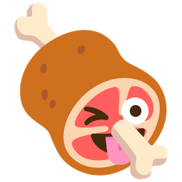 winking face with tongue and meat on bone