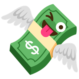 winking face with tongue and money with wings
