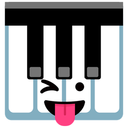 winking face with tongue and musical keyboard