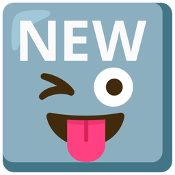 winking face with tongue and NEW button