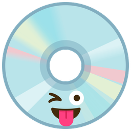 winking face with tongue and optical disk