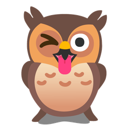 winking face with tongue and owl