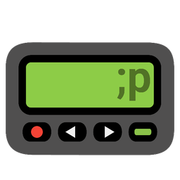 winking face with tongue and pager