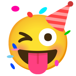 winking face with tongue and partying face