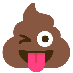 winking face with tongue and pile of poo