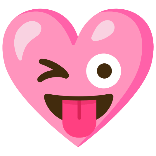 Winking face with tongue and Pink heart