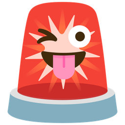 winking face with tongue and police car light