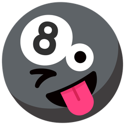 winking face with tongue and pool 8 ball