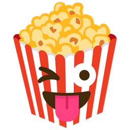 winking face with tongue and popcorn