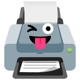 winking face with tongue and printer