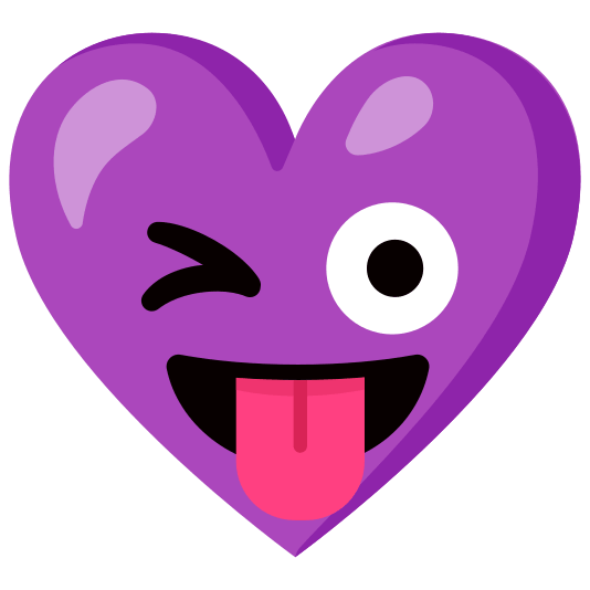 Winking face with tongue and Purple heart