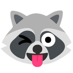 winking face with tongue and raccoon