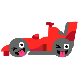 winking face with tongue and racing car