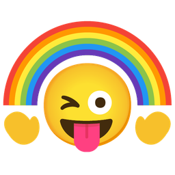 winking face with tongue and rainbow