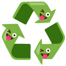 winking face with tongue and recycling symbol