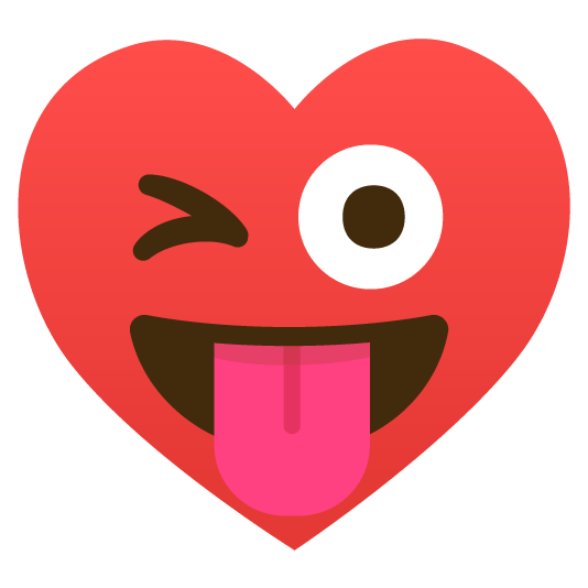 Winking face with tongue and Red heart