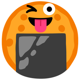 winking face with tongue and rice cracker