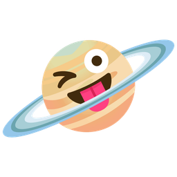 winking face with tongue and ringed planet