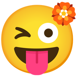 winking face with tongue and rosette