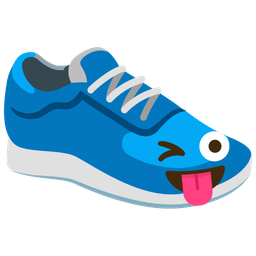 winking face with tongue and running shoe