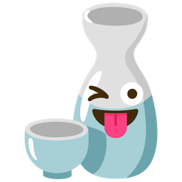 winking face with tongue and sake