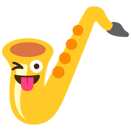winking face with tongue and saxophone