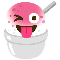winking face with tongue and shaved ice