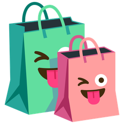 winking face with tongue and shopping bags