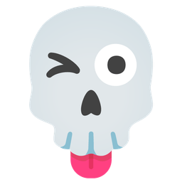 winking face with tongue and skull