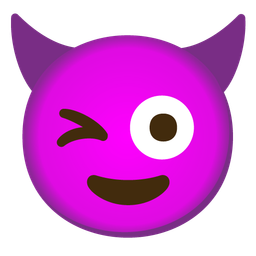 winking face with tongue and smiling face with horns