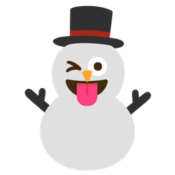 winking face with tongue and snowman without snow
