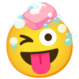 winking face with tongue and soap