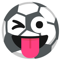 winking face with tongue and soccer ball
