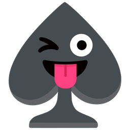 winking face with tongue and spade suit