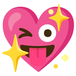 winking face with tongue and sparkling heart